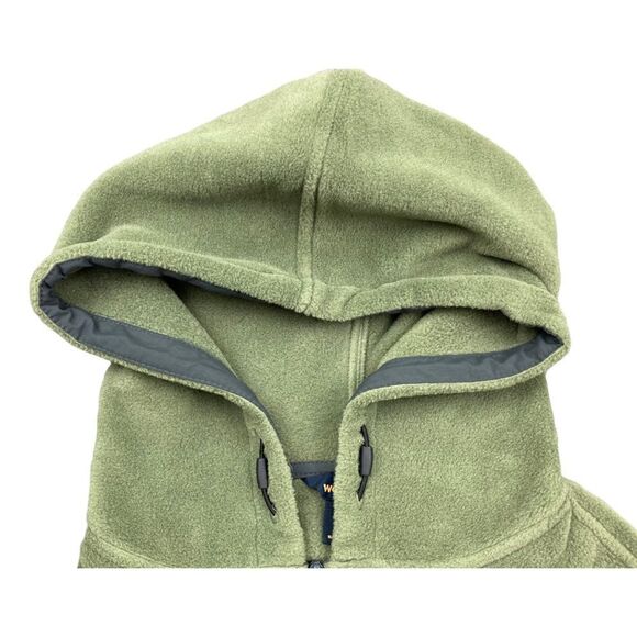 Woolrich green fleece zip up jacket with hood - Picture 4 of 5
